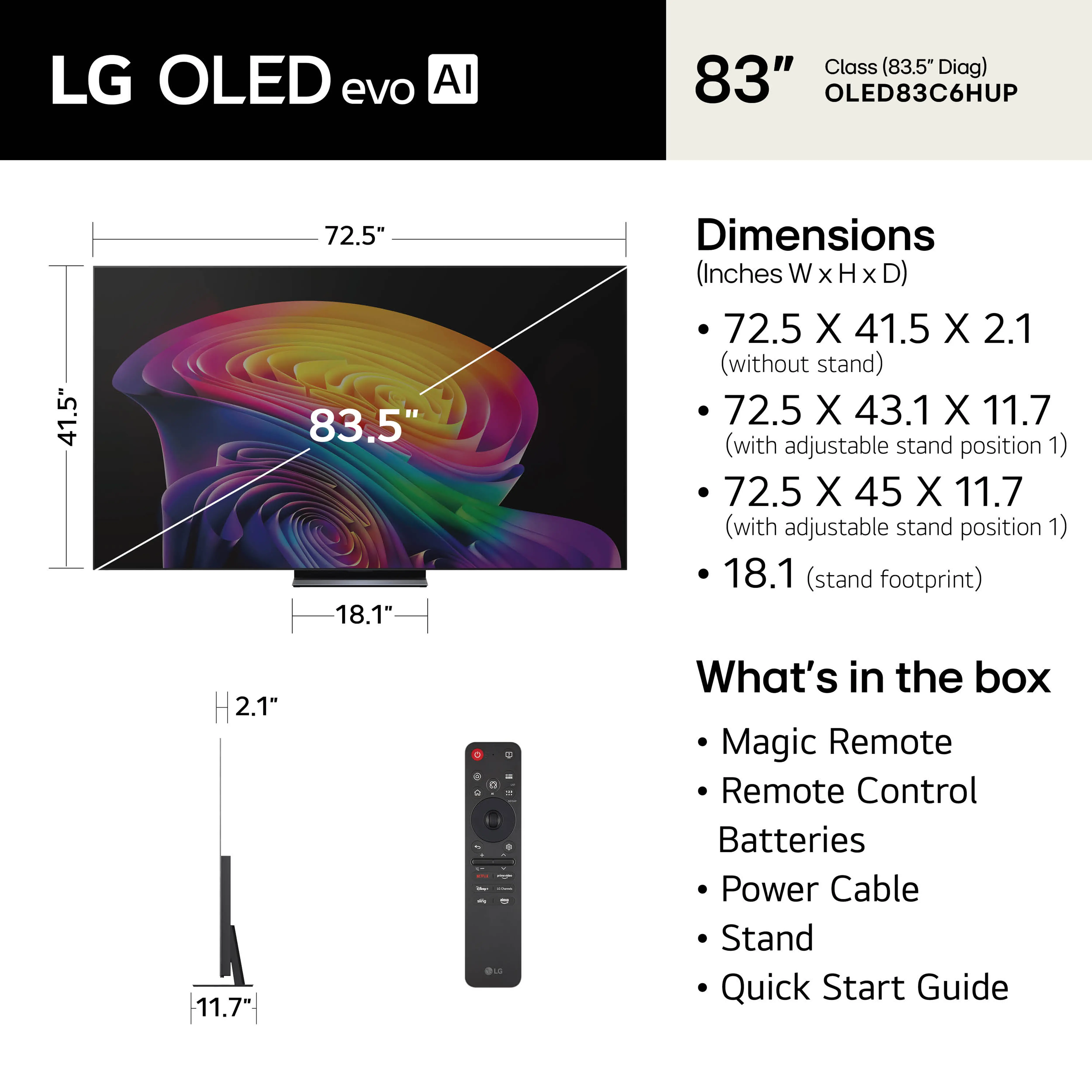 OLED83C6HUP.AUS LG 83  Class C6 Series OLED evo AI 4K Smart TV-3