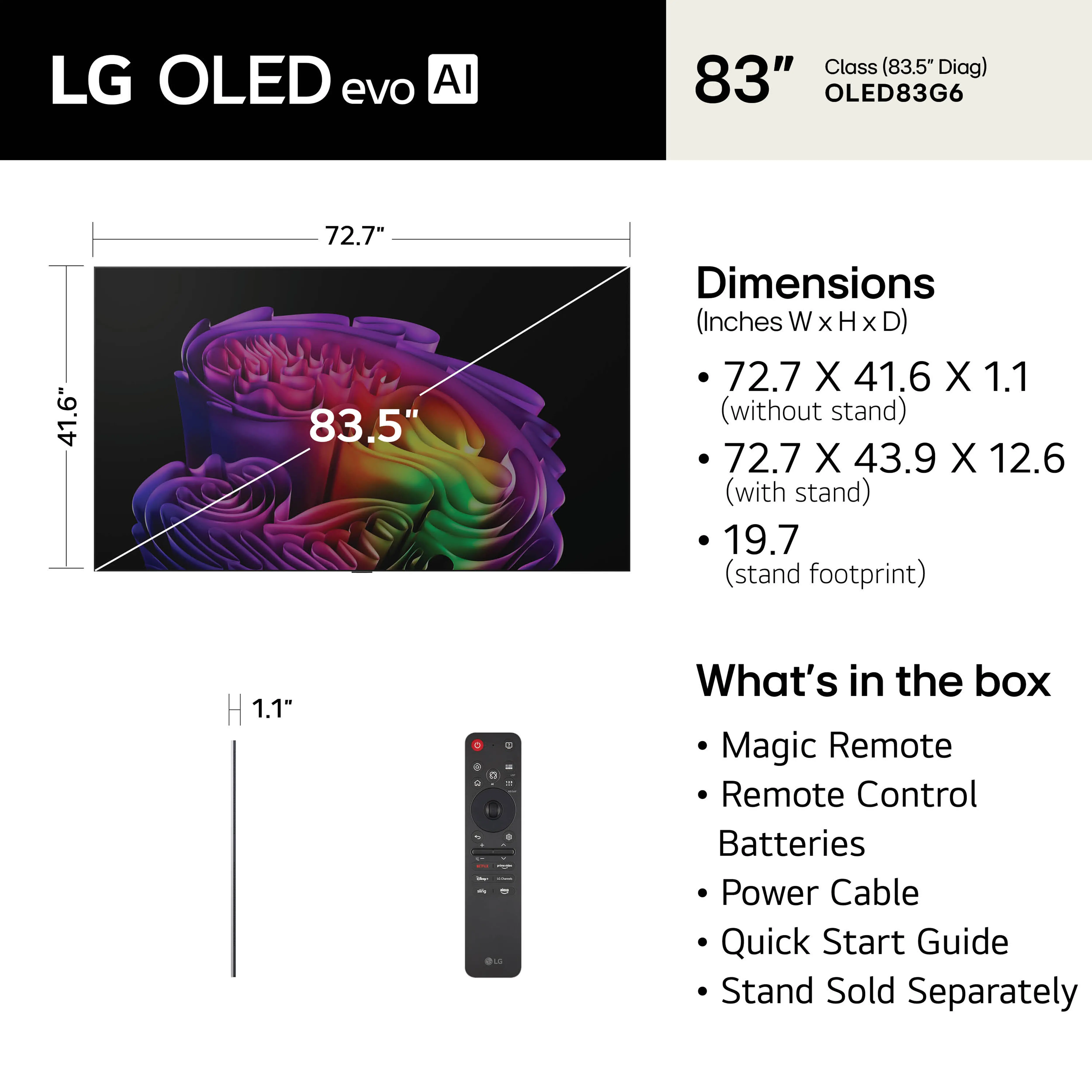 OLED83G6WUA.AUS LG 83  Class G6 Series OLED evo AI 4K Smart TV-19