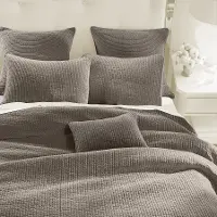 Taupe Velvet King 3 Piece Quilt Set