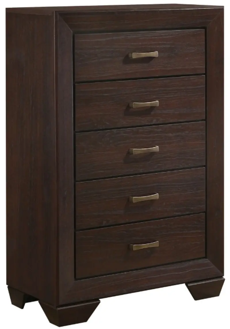 Excalibur Dark Cocoa Brown 5-Drawer Chest