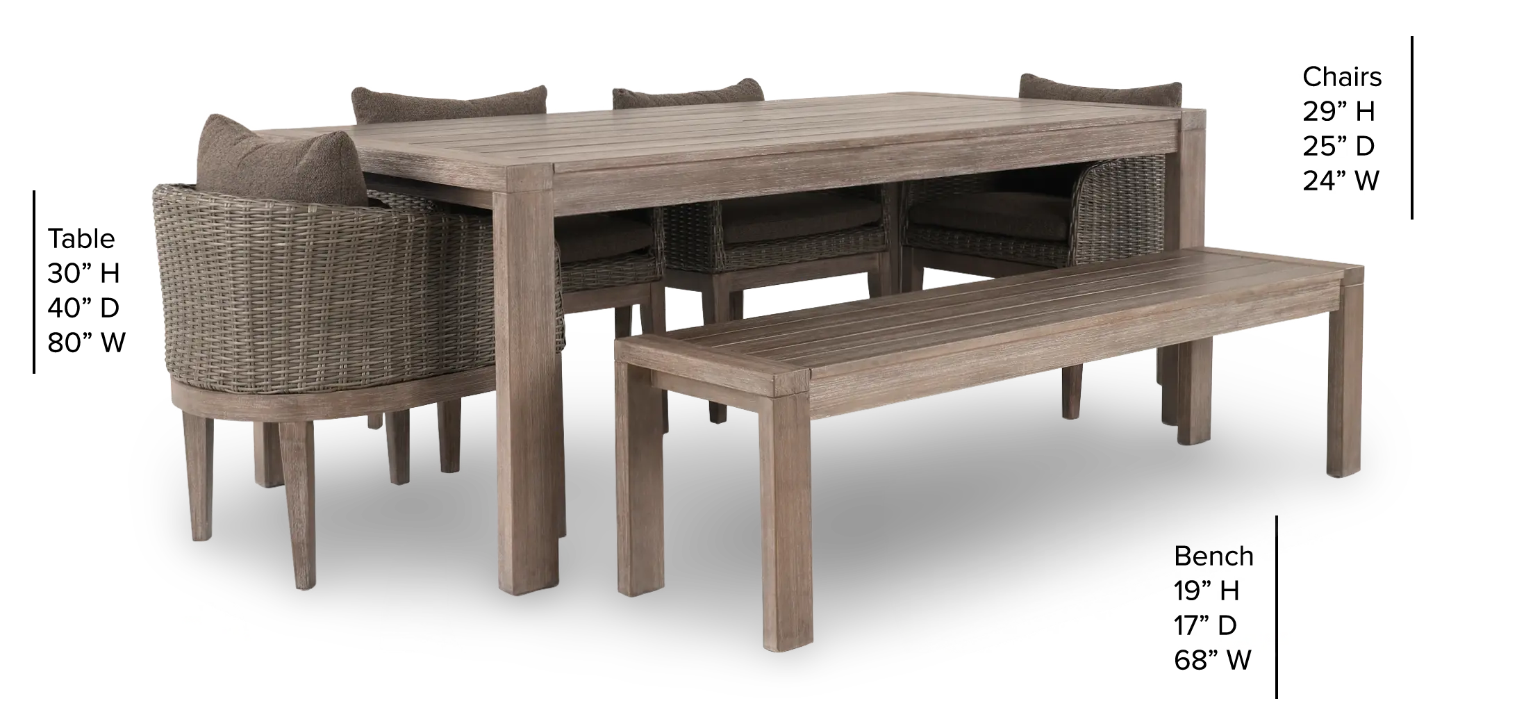 Laguna Brown 6 Piece Wicker Patio Dining Set-3