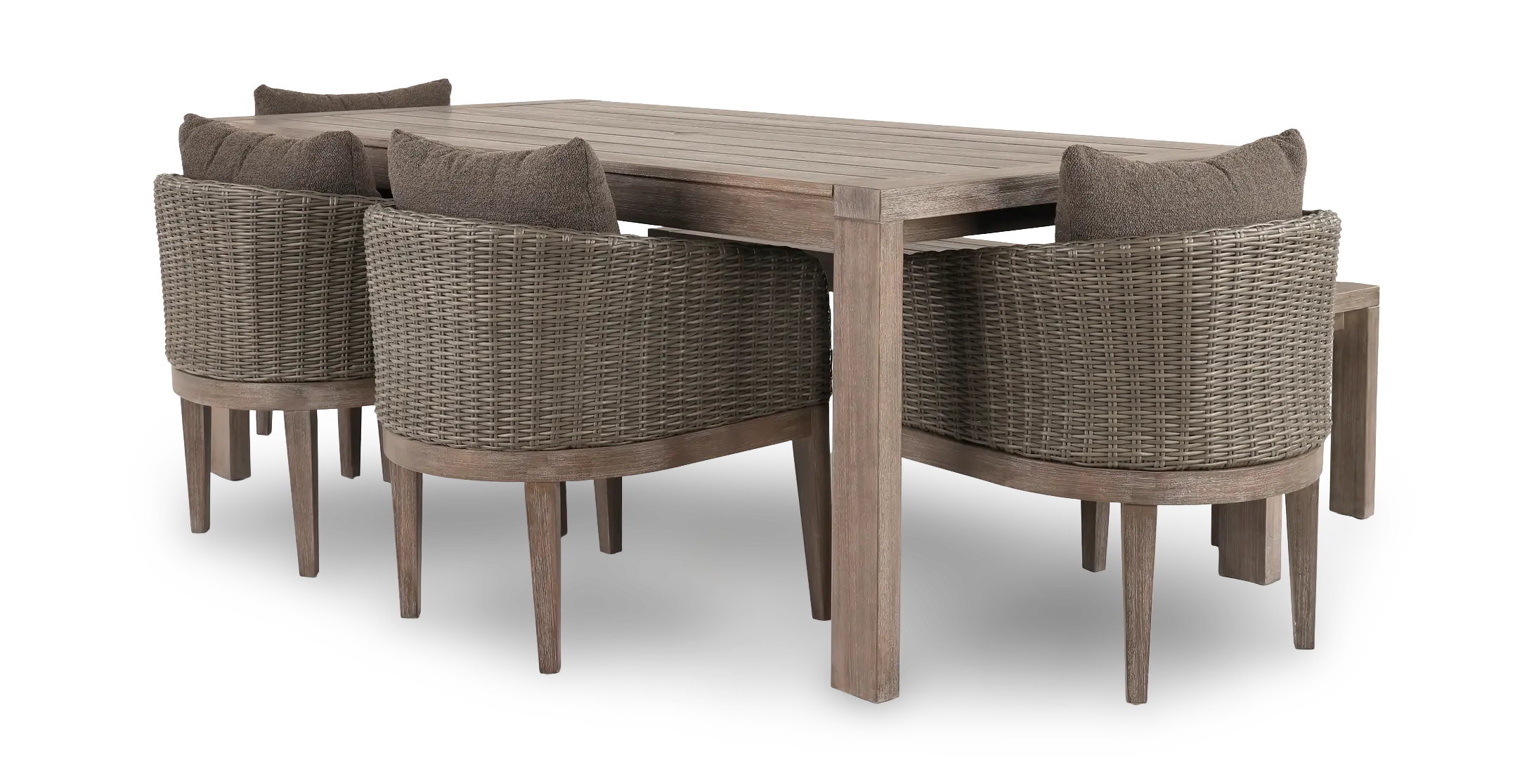 Laguna Brown 6 Piece Wicker Patio Dining Set-5