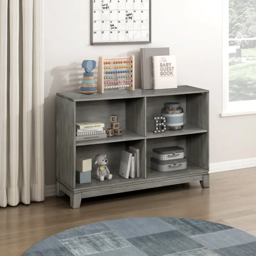 Jordan Driftwood Gray 4-Shelf Bookcase-2