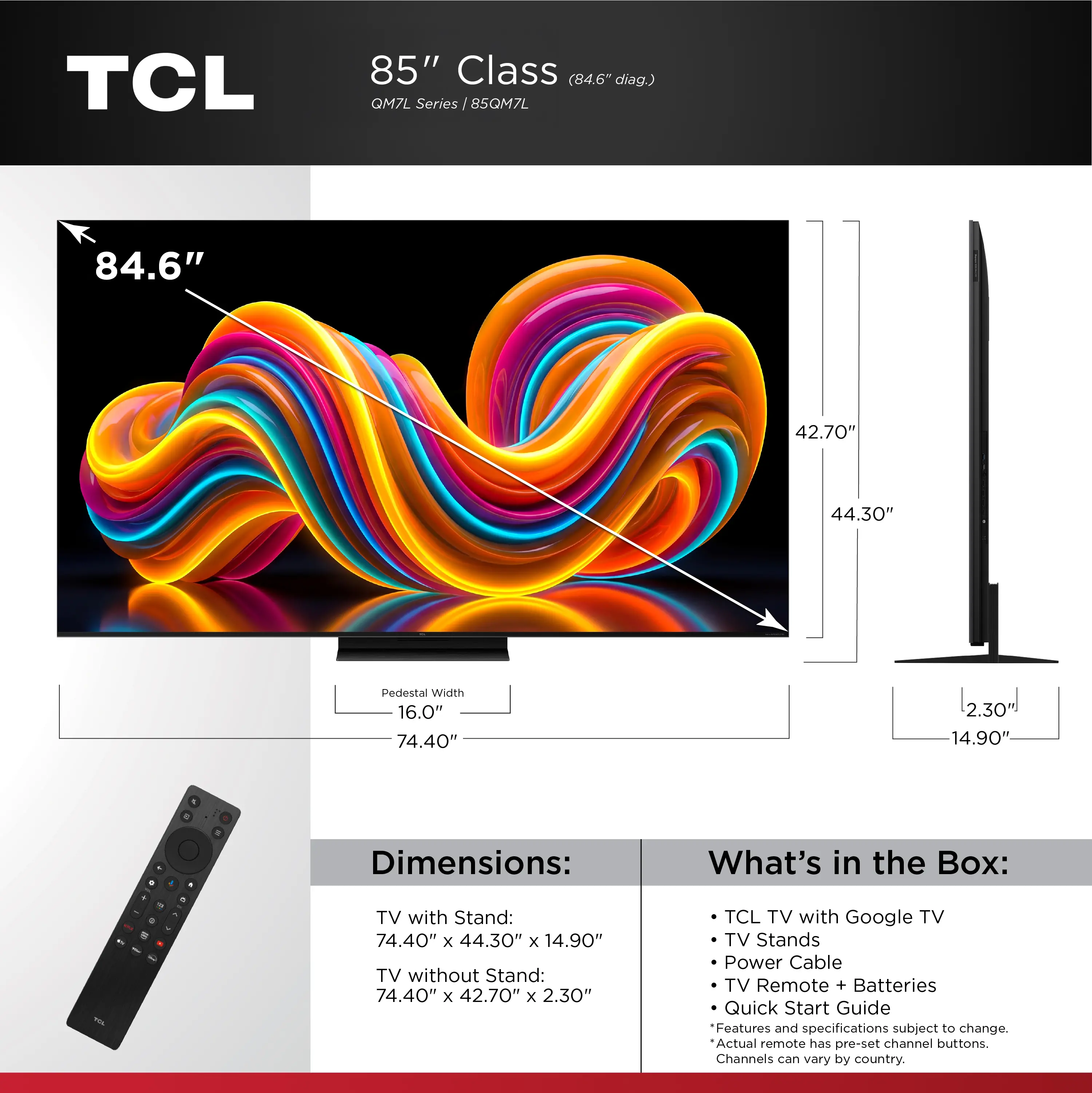 85QM7L TCL 85  Class QM7L Series SQD-Mini LED 4K UHD AI Smart TV-16