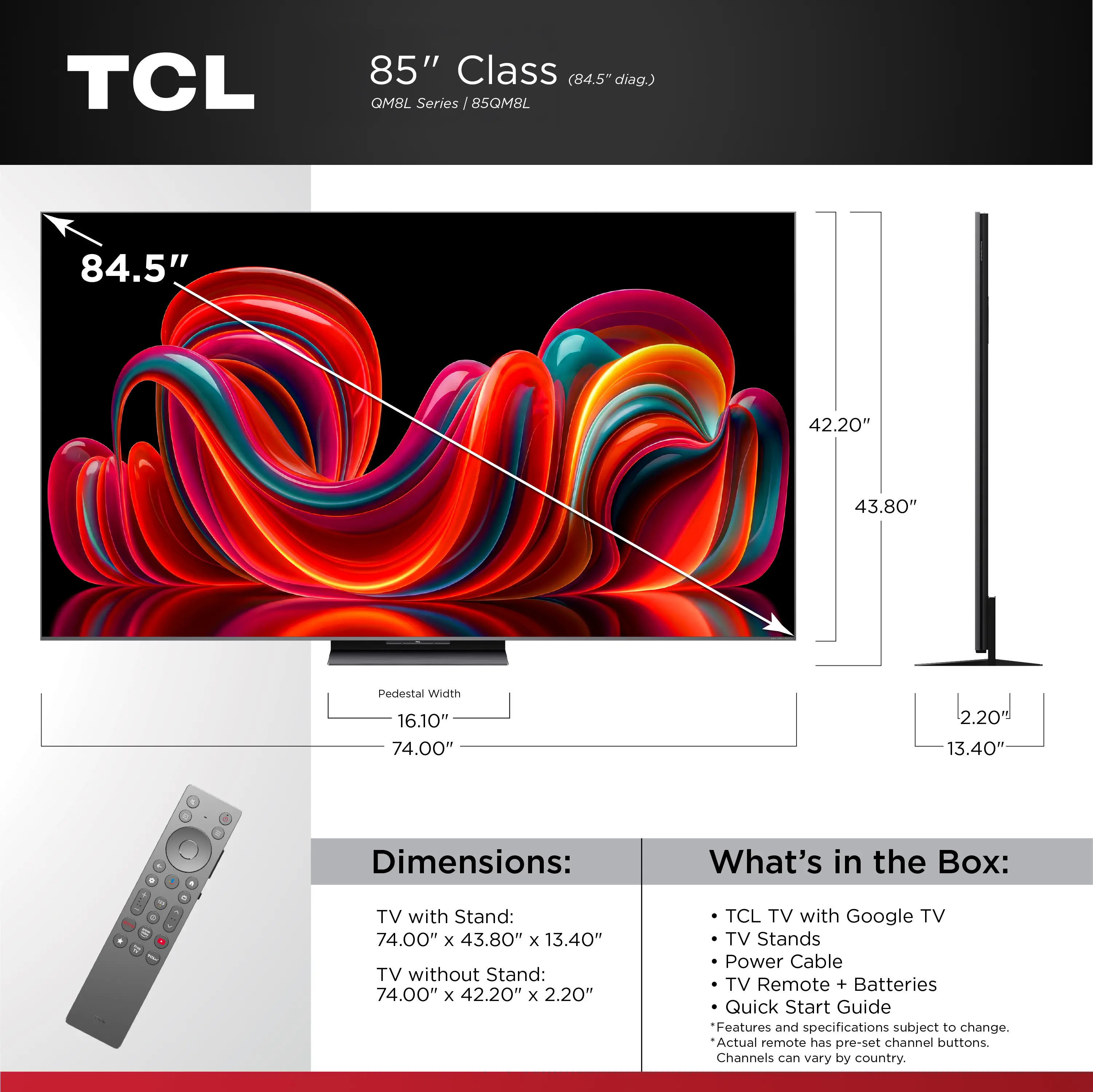 85QM8L TCL 85  Class QM8L Series SQD-Mini LED 4K UHD AI Smart TV-18
