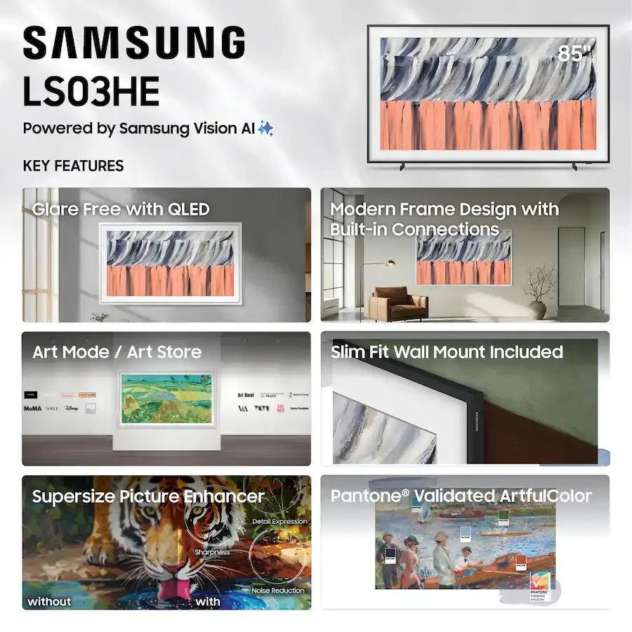 QN85LS03HEFXZA Samsung 85  Class The Frame LS03HE Series 4K UHD AI Smart Tizen TV-8