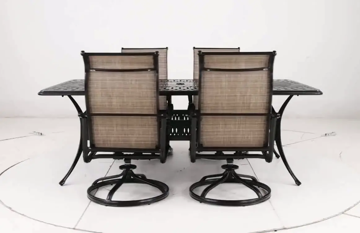 Montreal 5 Piece Brown Patio Dining Set with Swivel Sling Chairs-10