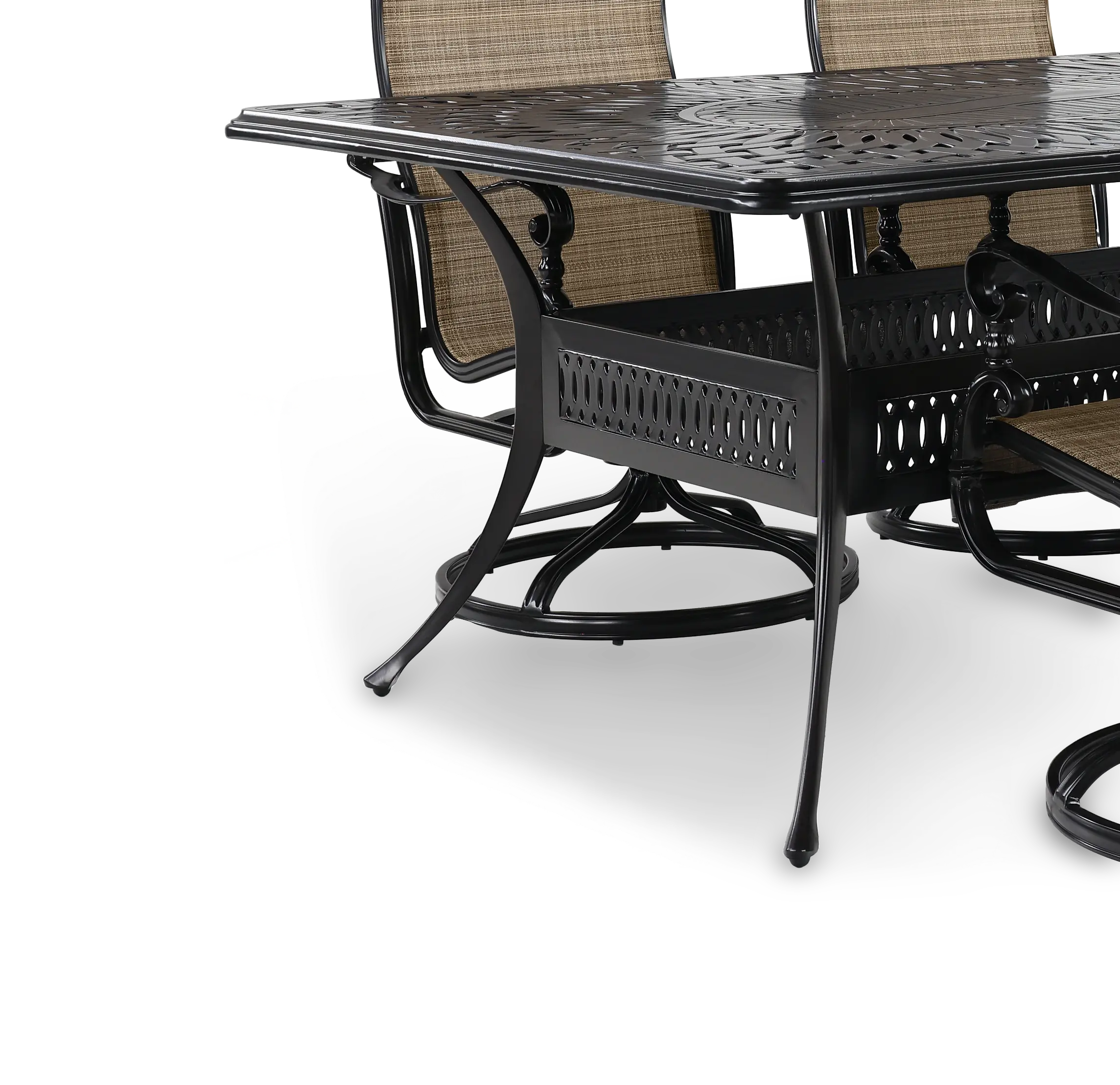 Montreal 5 Piece Brown Patio Dining Set with Swivel Sling Chairs-7