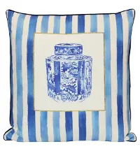 Blue and White Stripe Feather Pillow