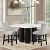 Artemis Marble Table with 4 Gray Bar Stools