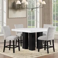 Artemis Marble Table with 4 Gray Bar Stools