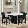 Artemis Marble Table with 4 Black Faux Leather Bar Stools