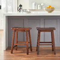 Anderton Brown Saddle Stool, Set of 2