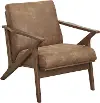 Angelo Camel Brown and Walnut Vegan Leather Armchair