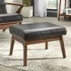 Angelo Black and Walnut Vegan Leather Ottoman