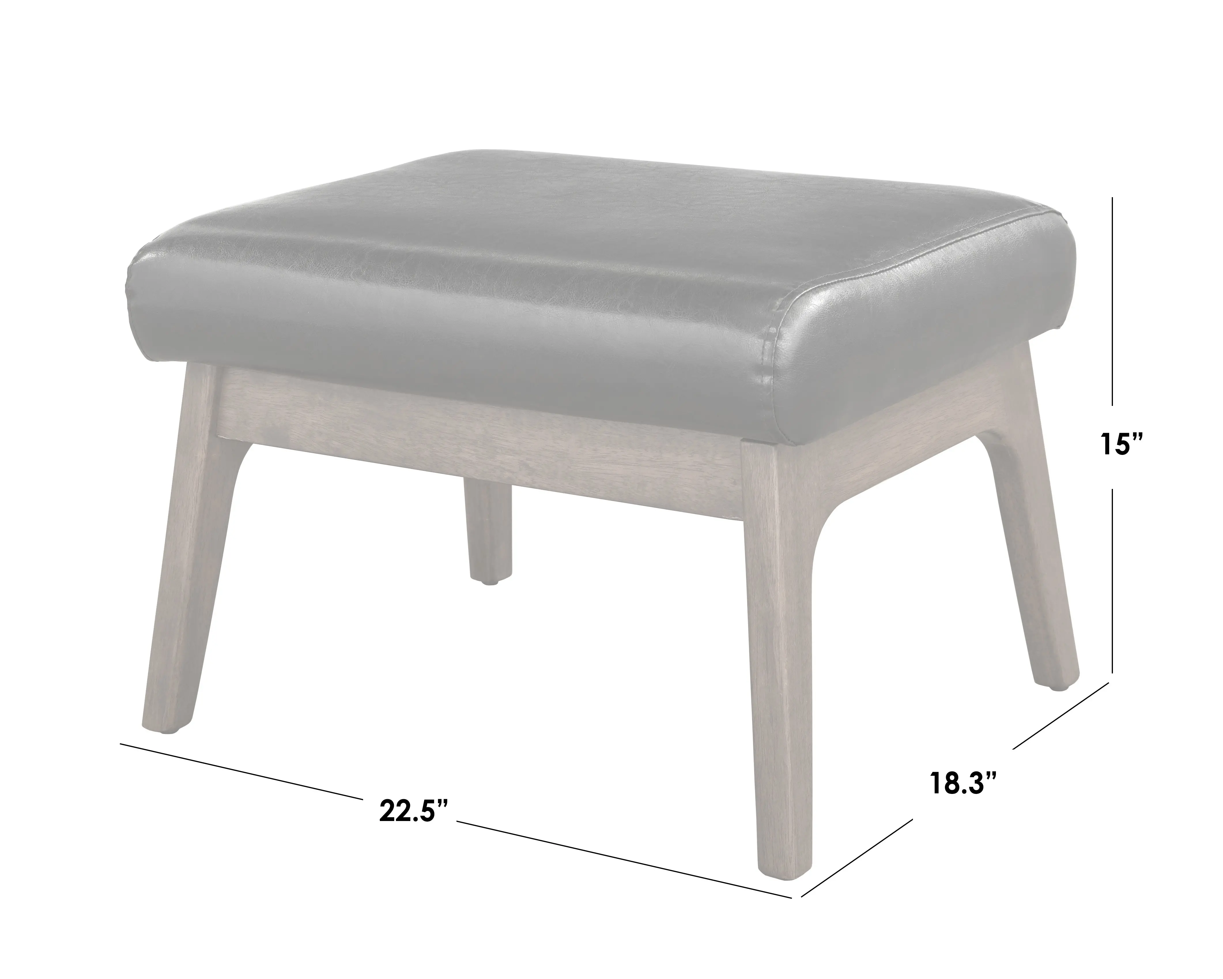 Angelo Black and Walnut Vegan Leather Ottoman-3