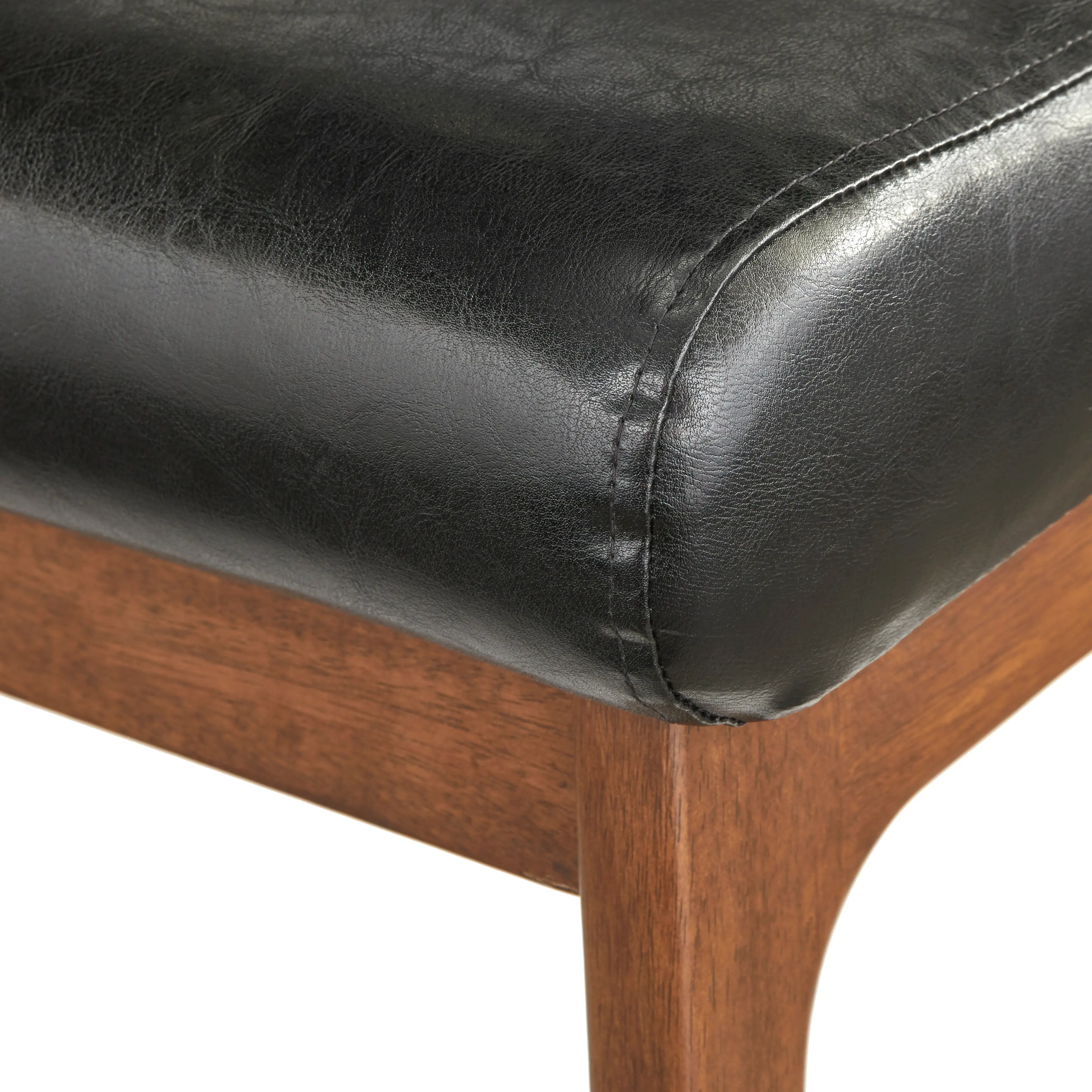Angelo Black and Walnut Vegan Leather Ottoman-4