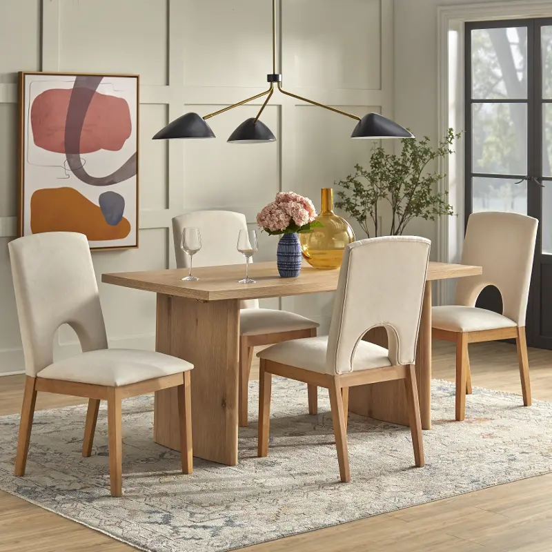 Jamie Beige Oak 5-Piece Dining Set