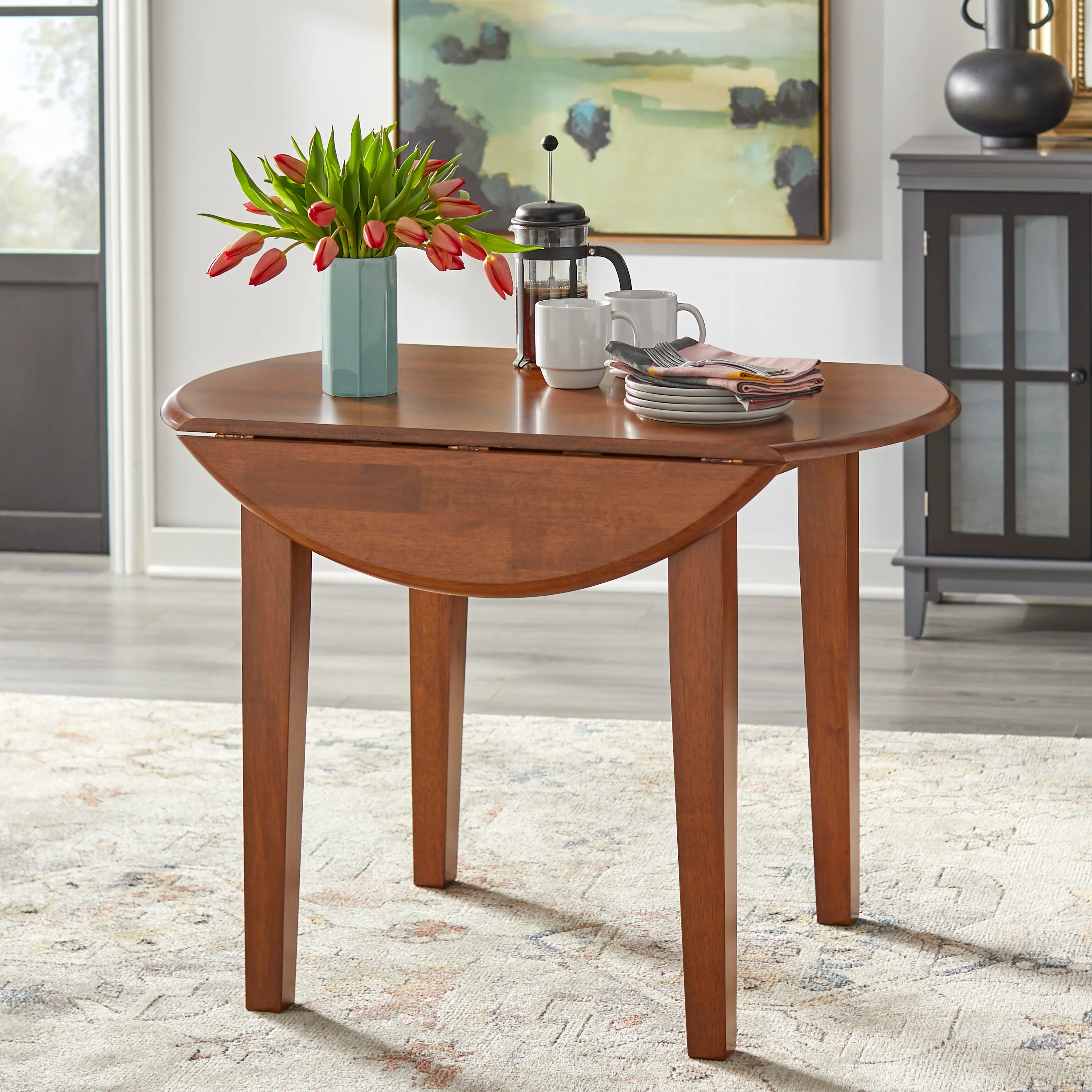 Bosley Walnut Drop Leaf Dining Table-4