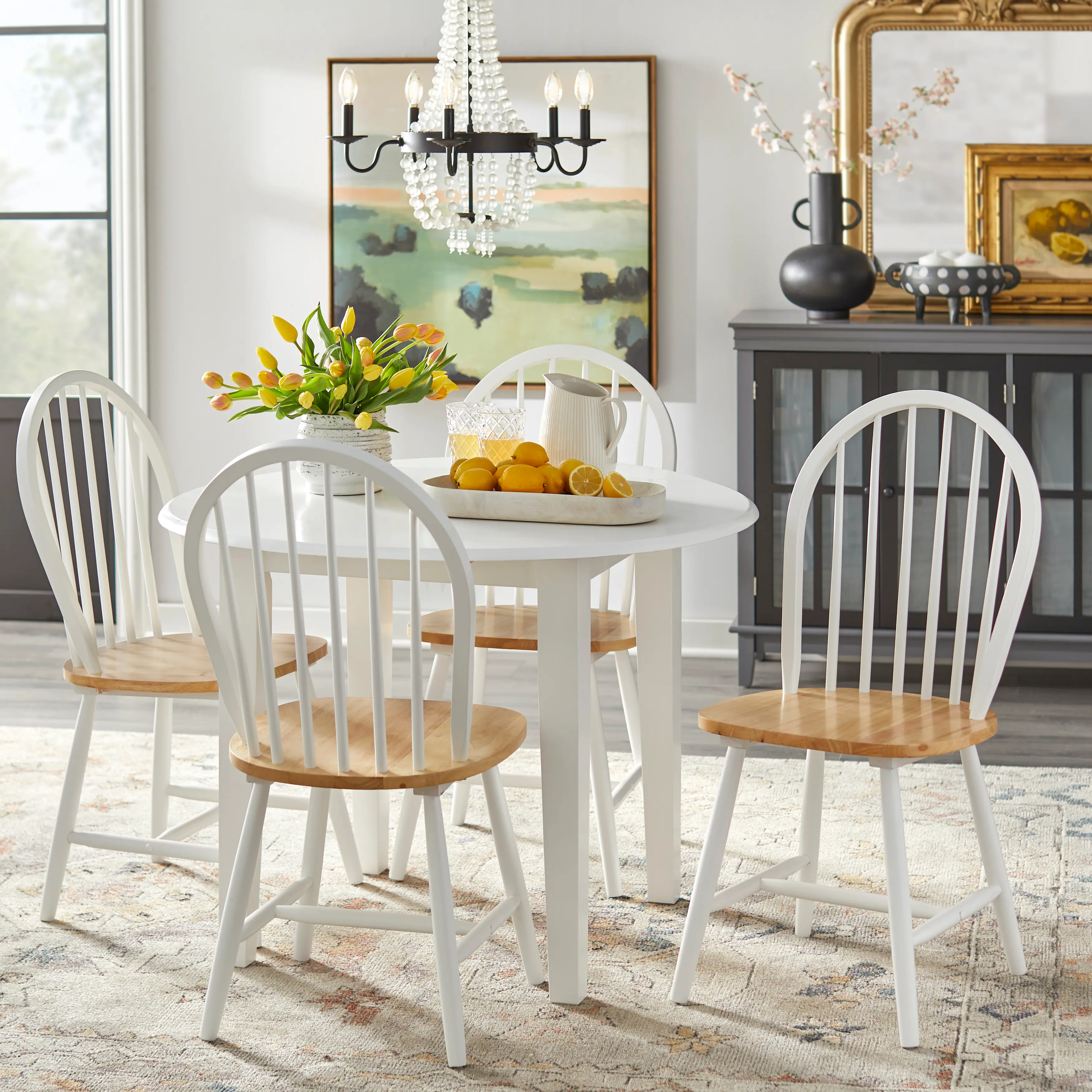 Bosley White Drop Leaf Dining Table-5