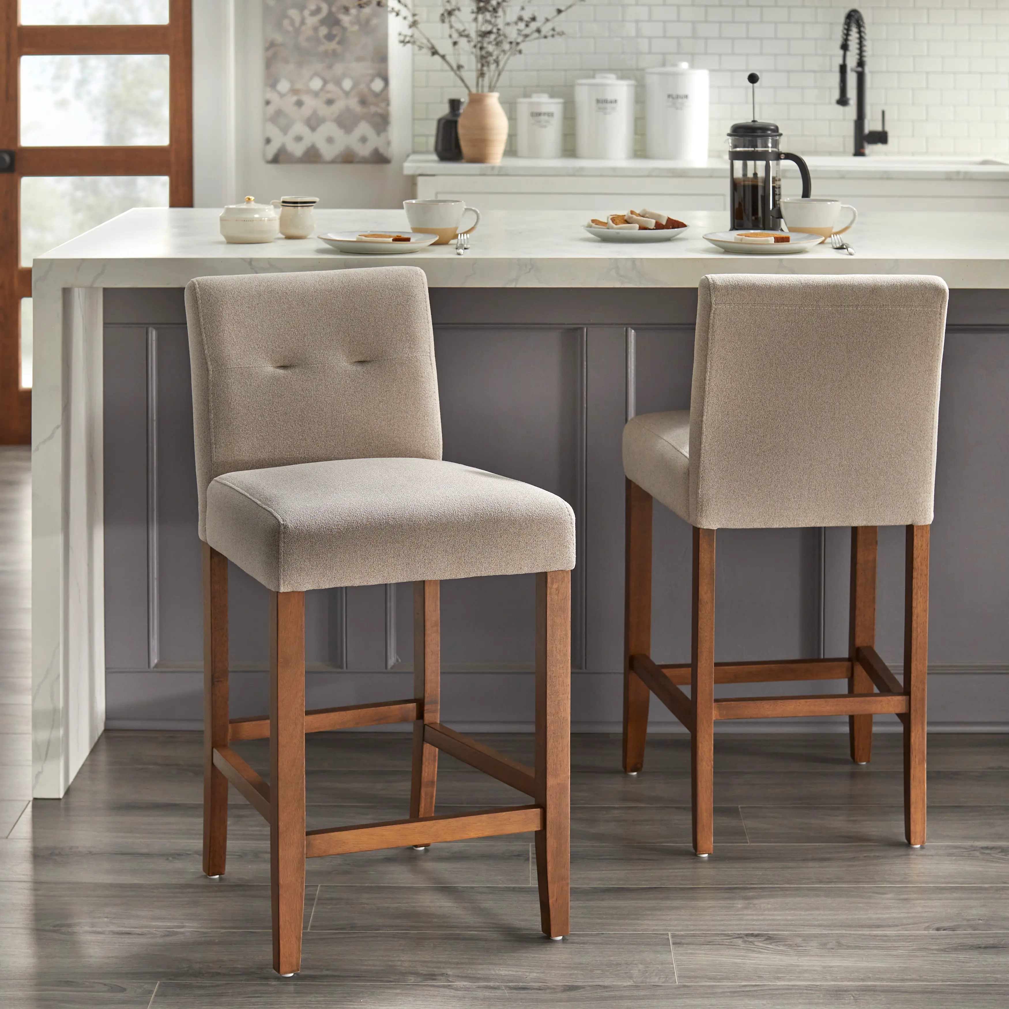 Edgar Beige Counter Stool, Set of 2-2