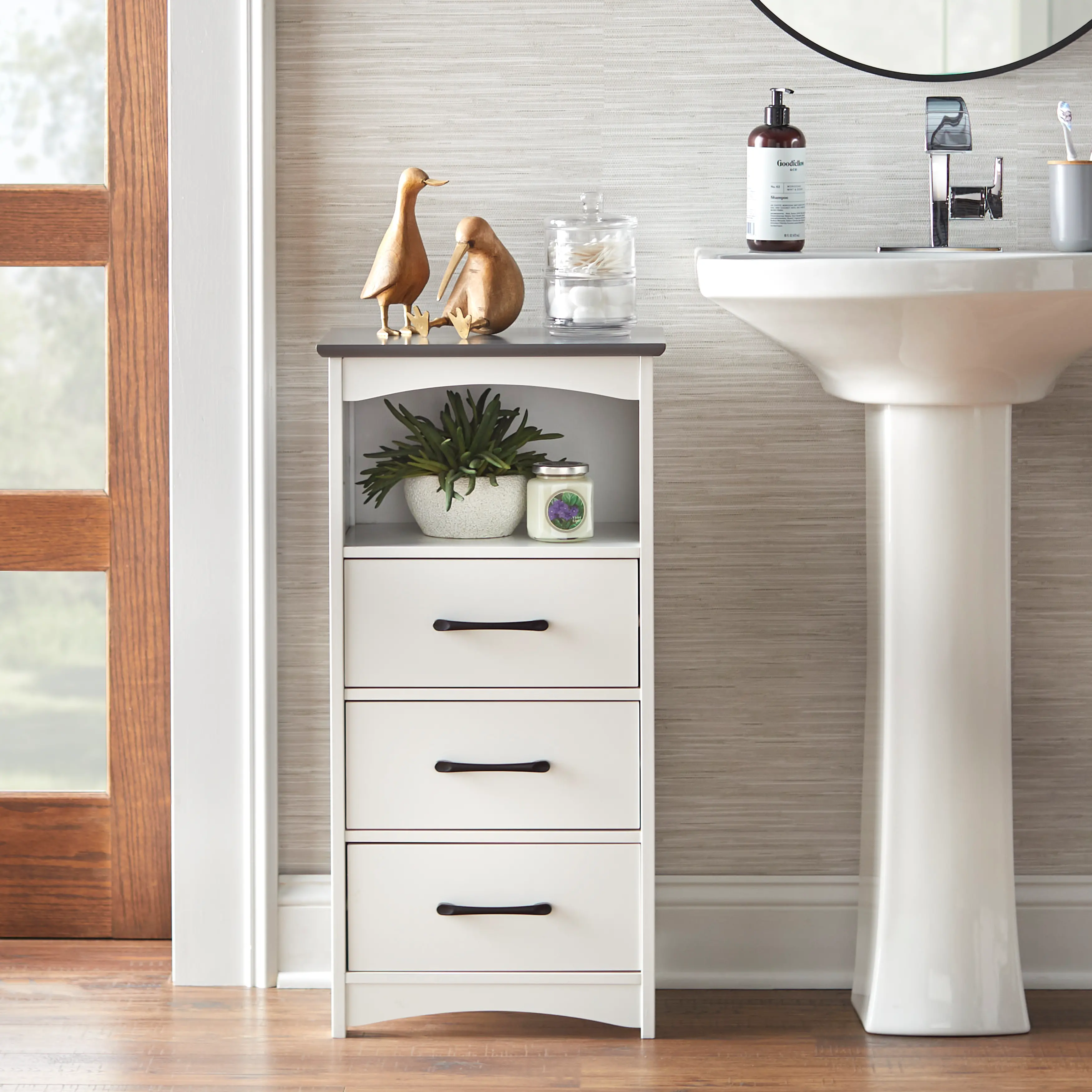 Dallin 31.5  White and Charcoal Bathroom Cabinet-3