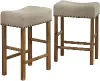 Amelia Beige Nailhead Saddle Counter Stools, Set of 2