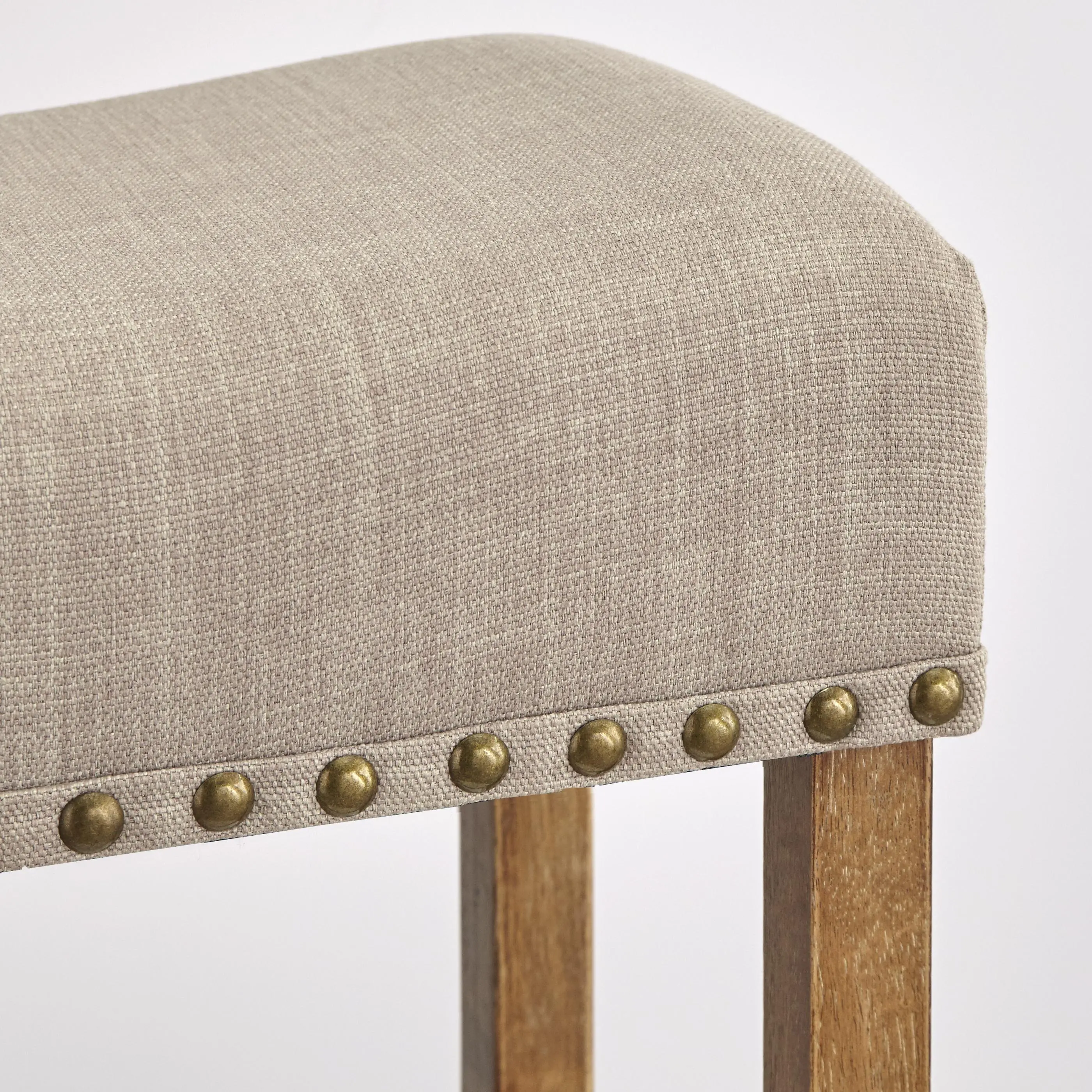 Amelia Beige Nailhead Saddle Counter Stools, Set of 2-4