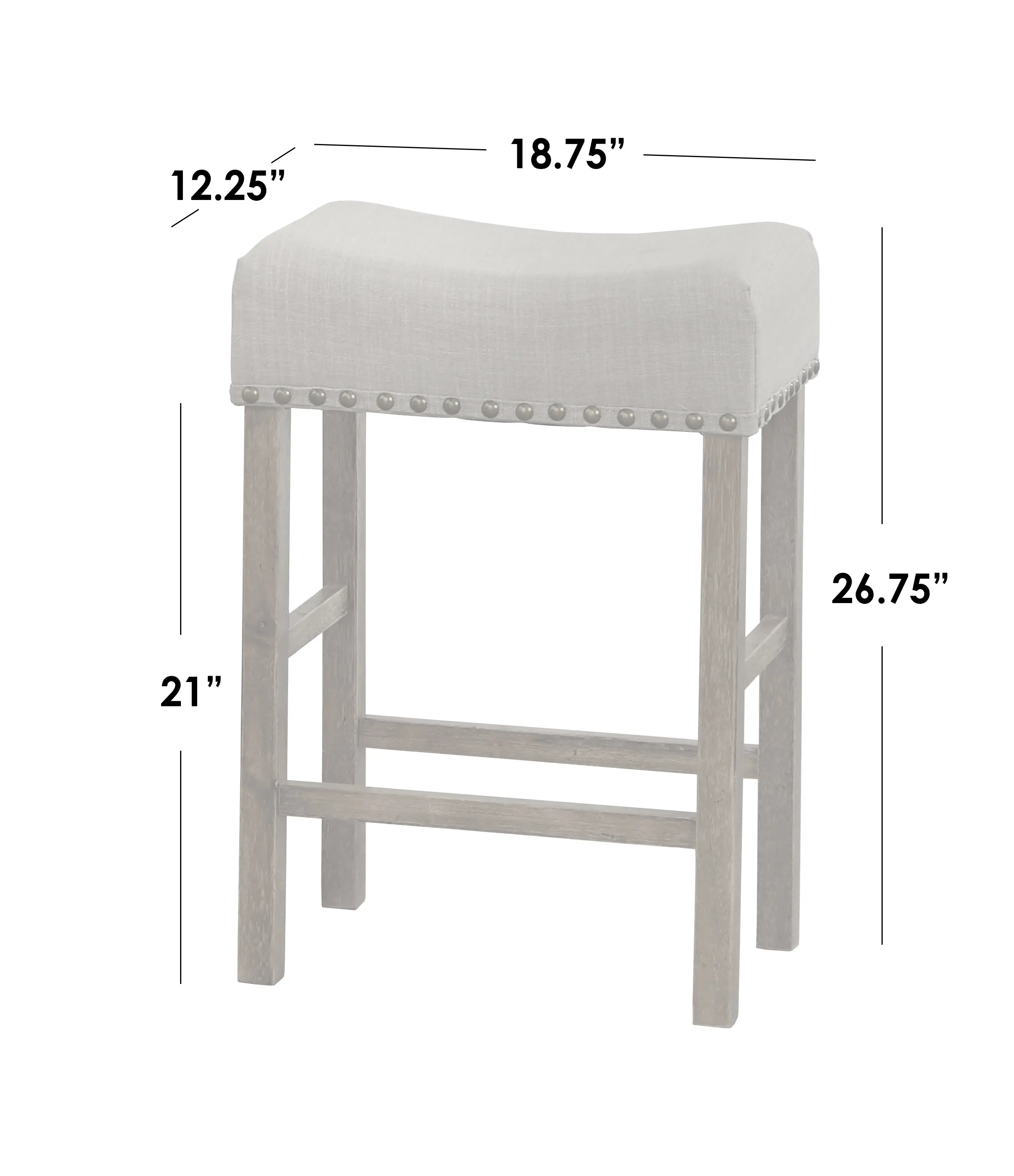Amelia Beige Nailhead Saddle Counter Stools, Set of 2-5