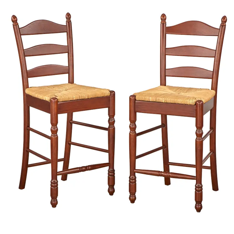 Ladder Back Brown Counter Stools, Set of 2