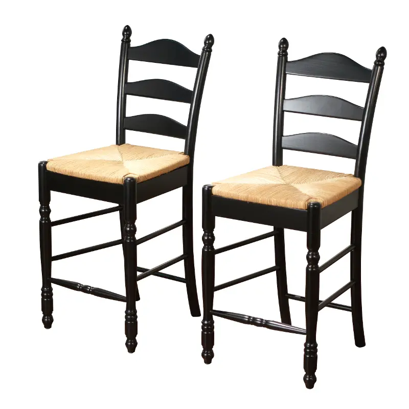 Ladder Back Black Counter Stools, Set of 2