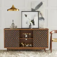Nicholas Brown and Black Sliding Door Sideboard