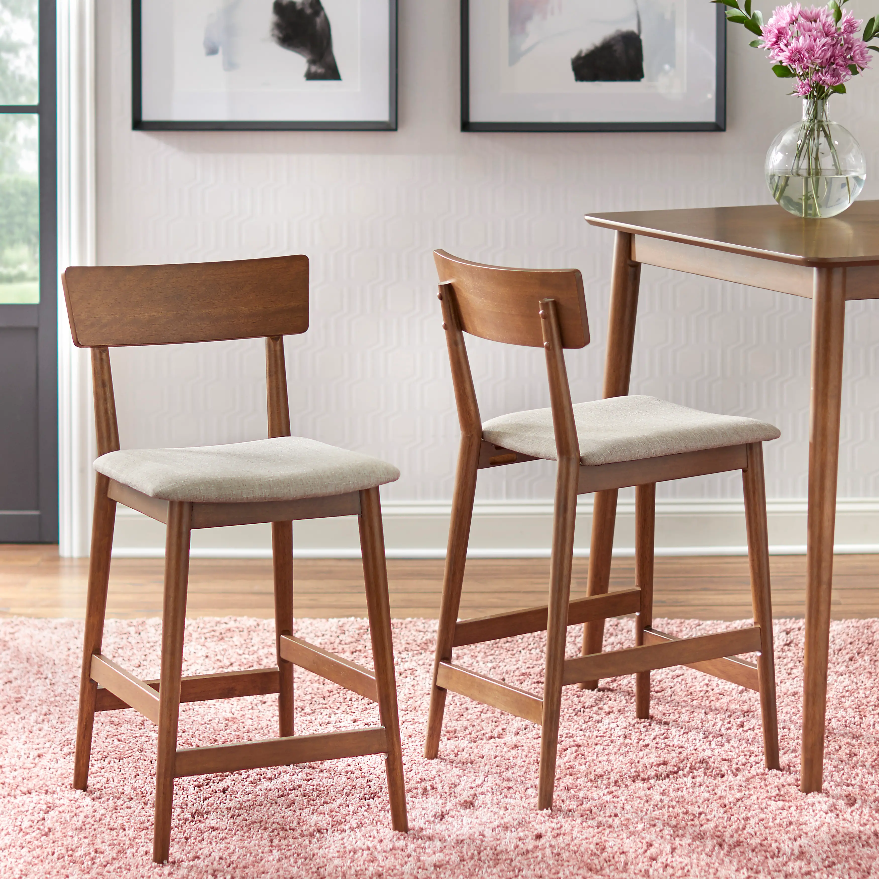 Darcy Walnut Counter Stools, Set of 2-2
