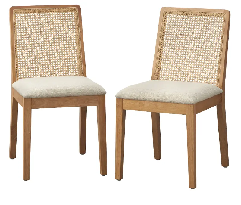Darcy Cane Oak Dining Chairs, Set of 2