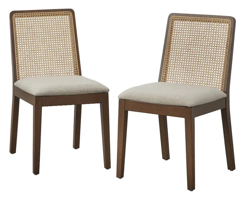 Darcy Cane Walnut Dining Chairs, Set of 2