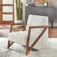 Caroline Beige and Walnut Accent Chair