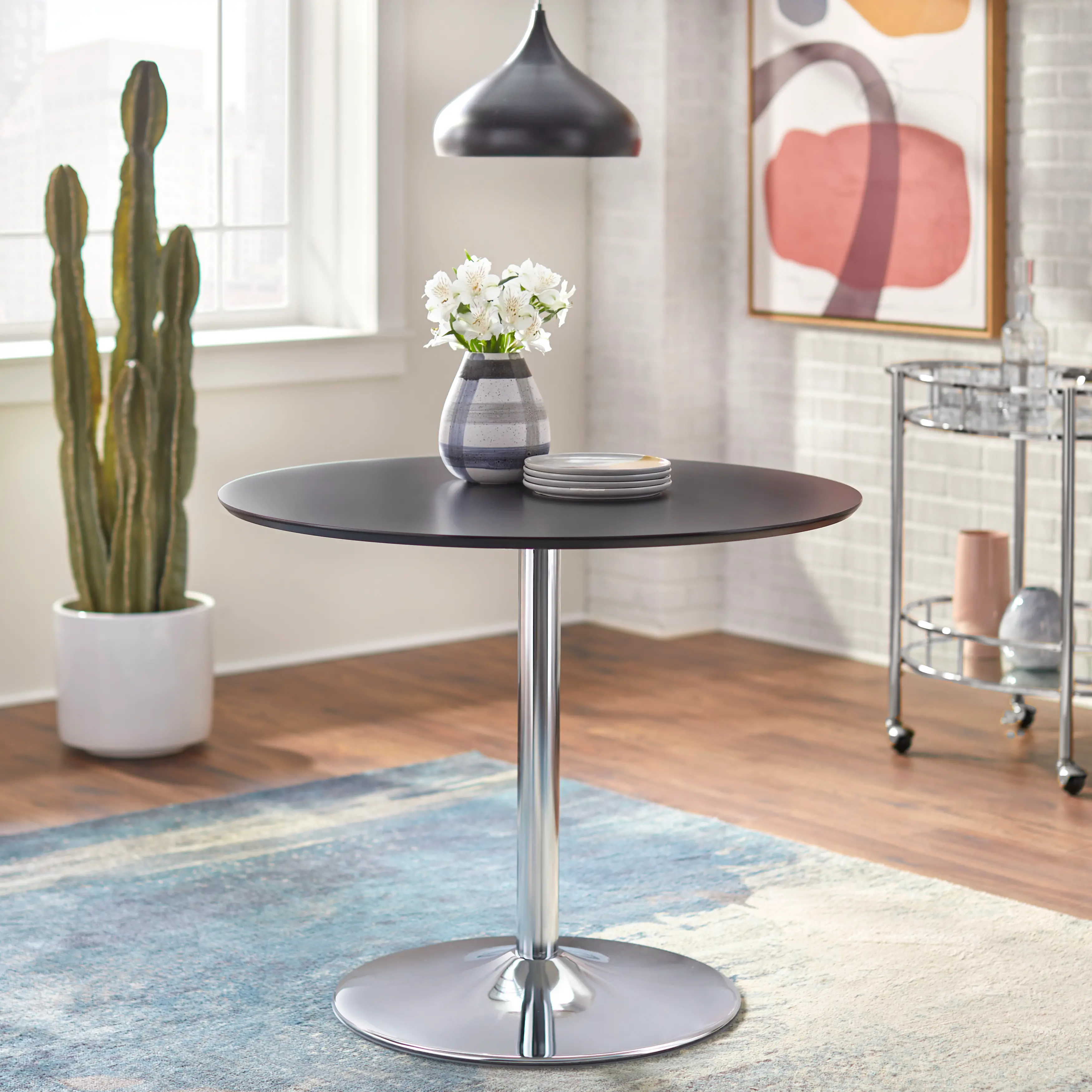 Pia Black and Chrome Dining Table-2