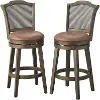 Hudson Walnut Armless Swivel Barstools, Set of 2