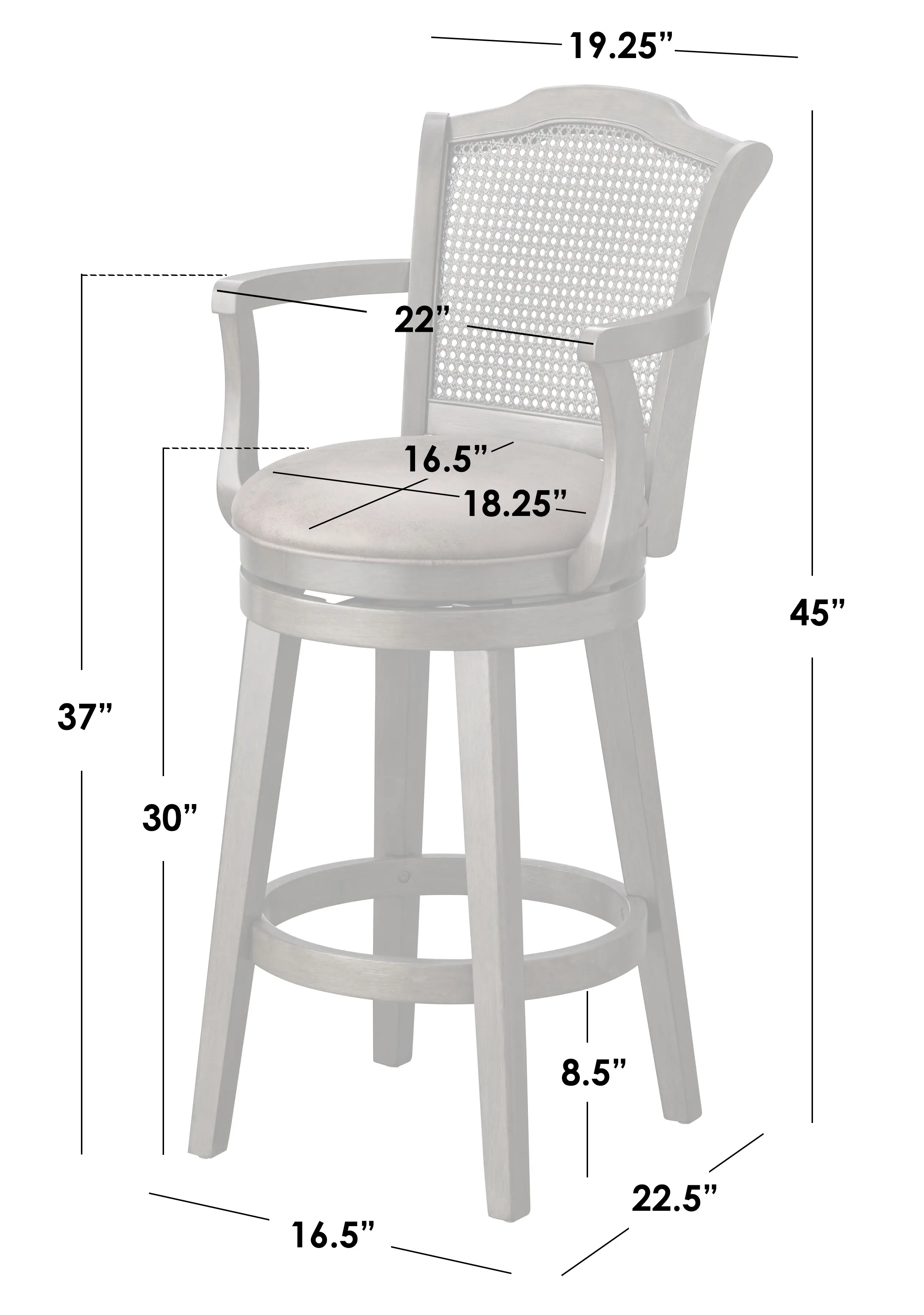 Hudson Walnut Swivel Barstools, Set of 2-6