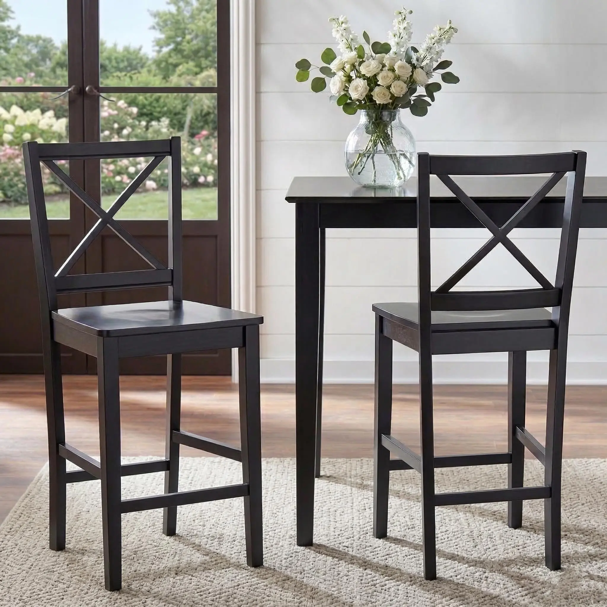 Theresa Black Counter Stools, Set of 2-2