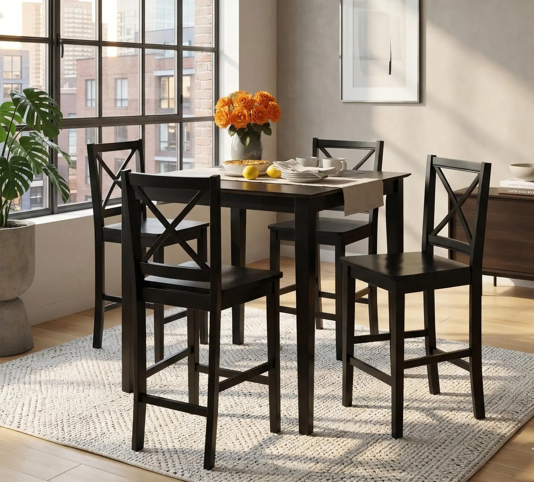 Theresa Black Counter Stools, Set of 2-3