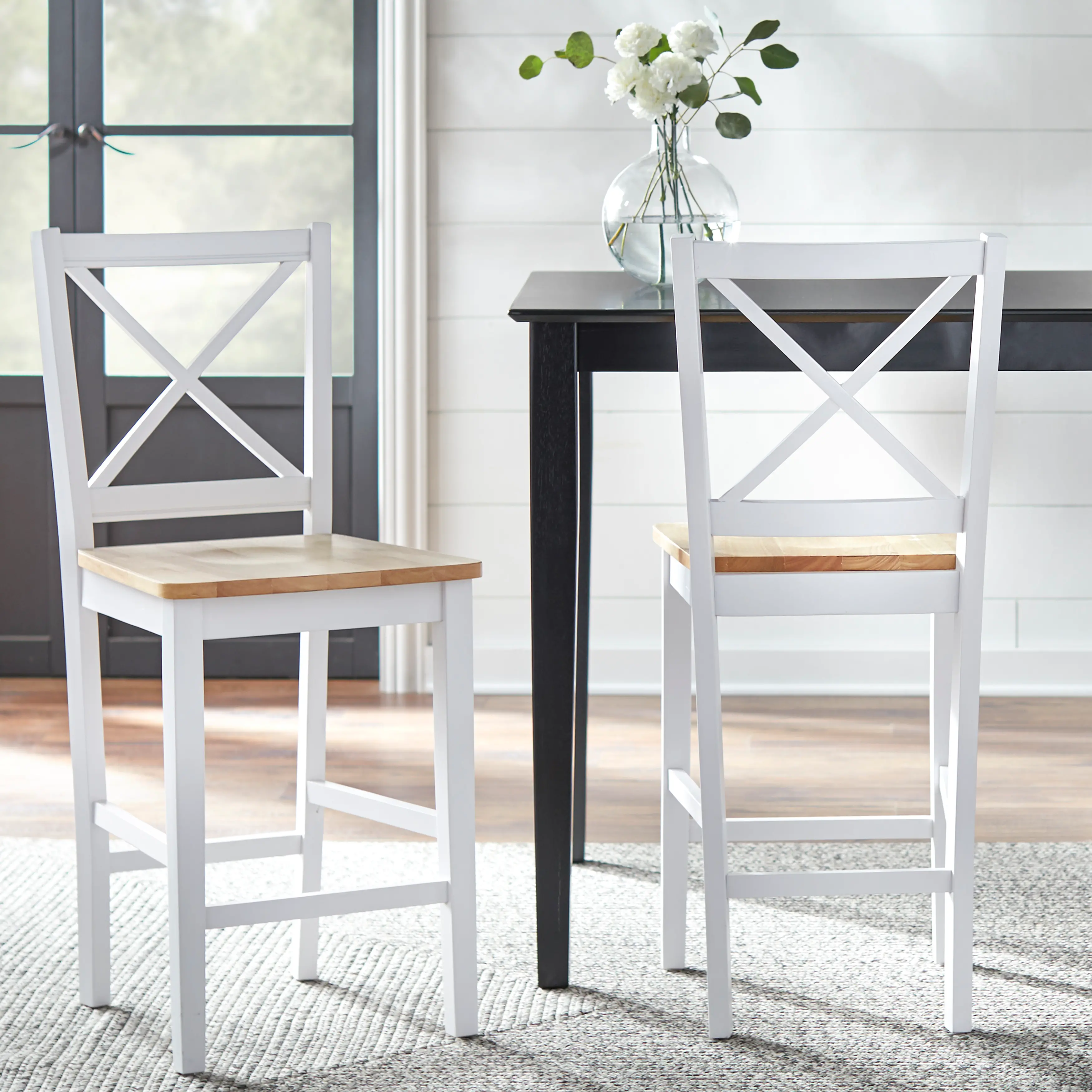 Theresa White Counter Stools, Set of 2-2
