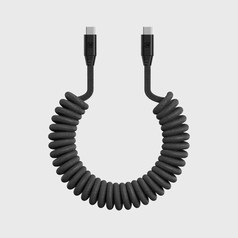 Caseco Black Road Ready USB-C to USB-C Coil Cord-1