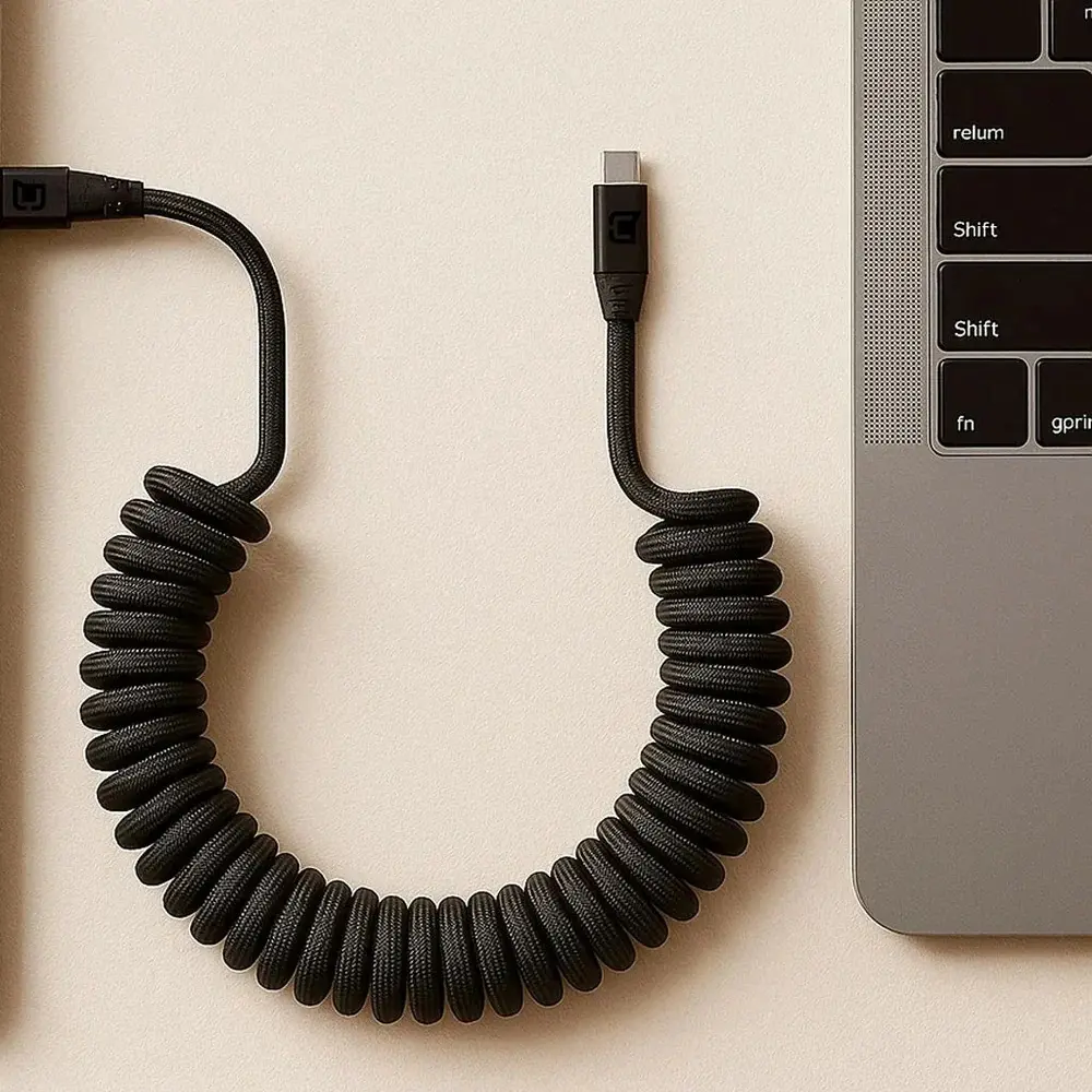 Caseco Black Road Ready USB-C to USB-C Coil Cord-2