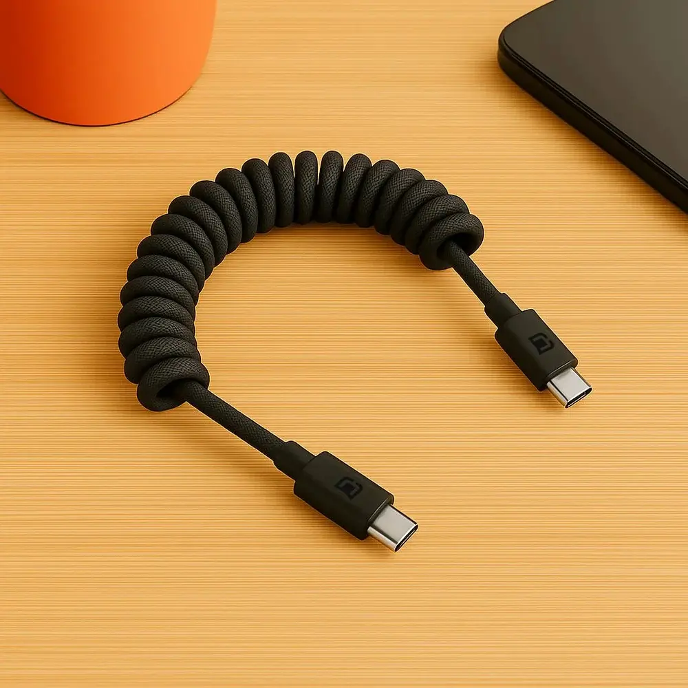 Caseco Black Road Ready USB-C to USB-C Coil Cord-4