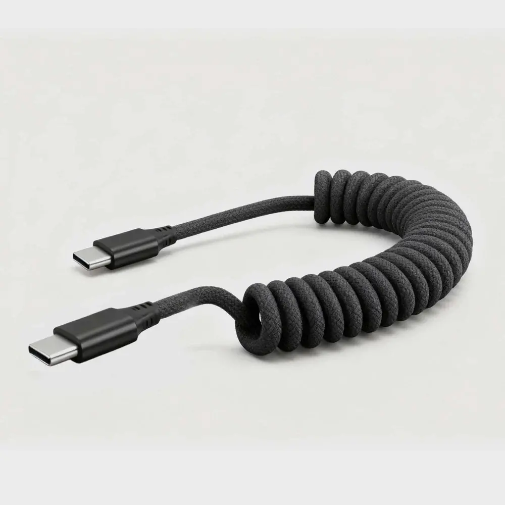 Caseco Black Road Ready USB-C to USB-C Coil Cord-5