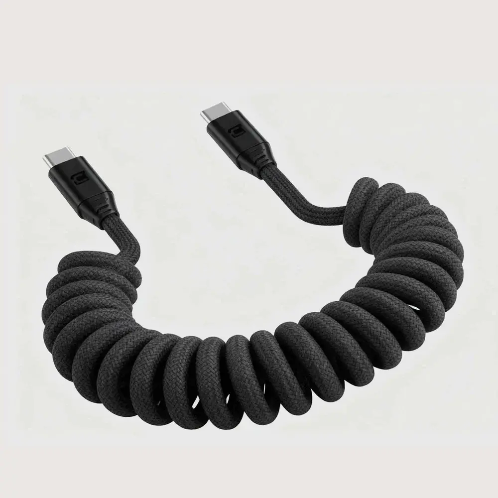 Caseco Black Road Ready USB-C to USB-C Coil Cord-6