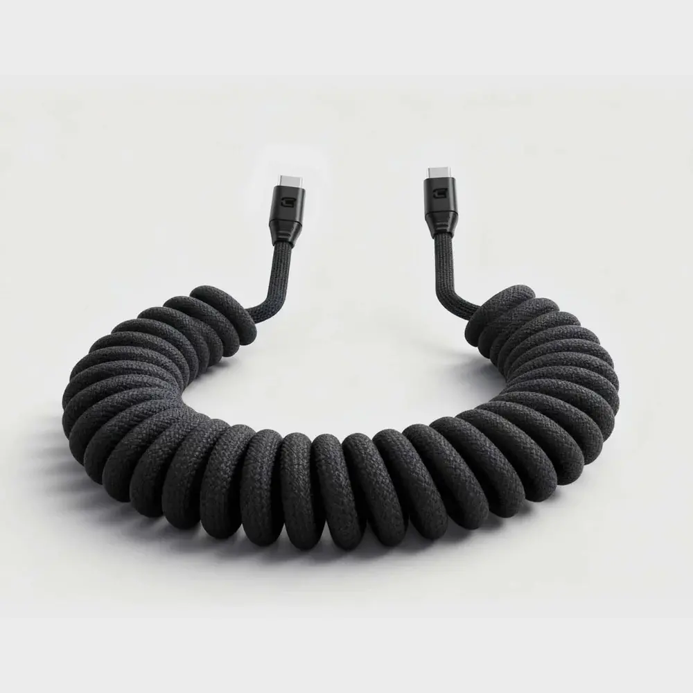 Caseco Black Road Ready USB-C to USB-C Coil Cord-8