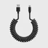 Caseco Black Road Ready USB-A to USB-C Coil Cord