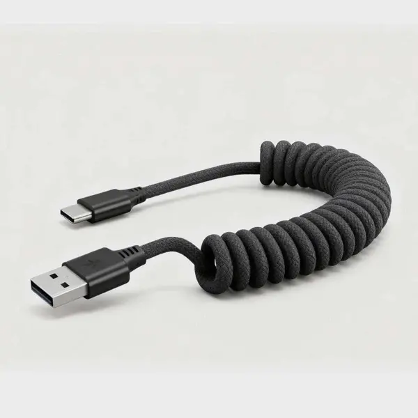 Caseco Black Road Ready USB-A to USB-C Coil Cord-4